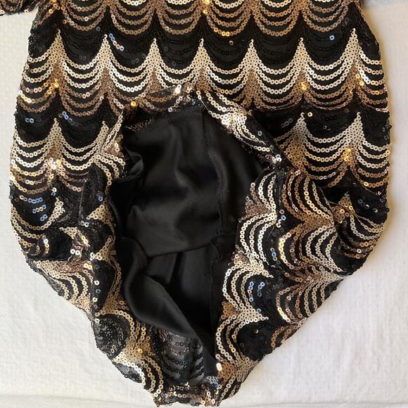 Crystal Doll Women Dress L Black Geometric Sheath Party Sequin Above Knee Length - Picture 11 of 12